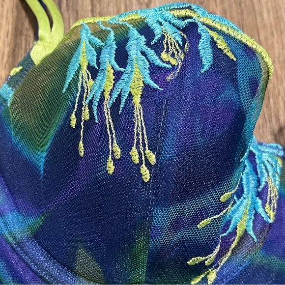 Y2K Bustier Corset Bra Size 36B Multicolor Tropical Print Preowned - Picture 9 of 12